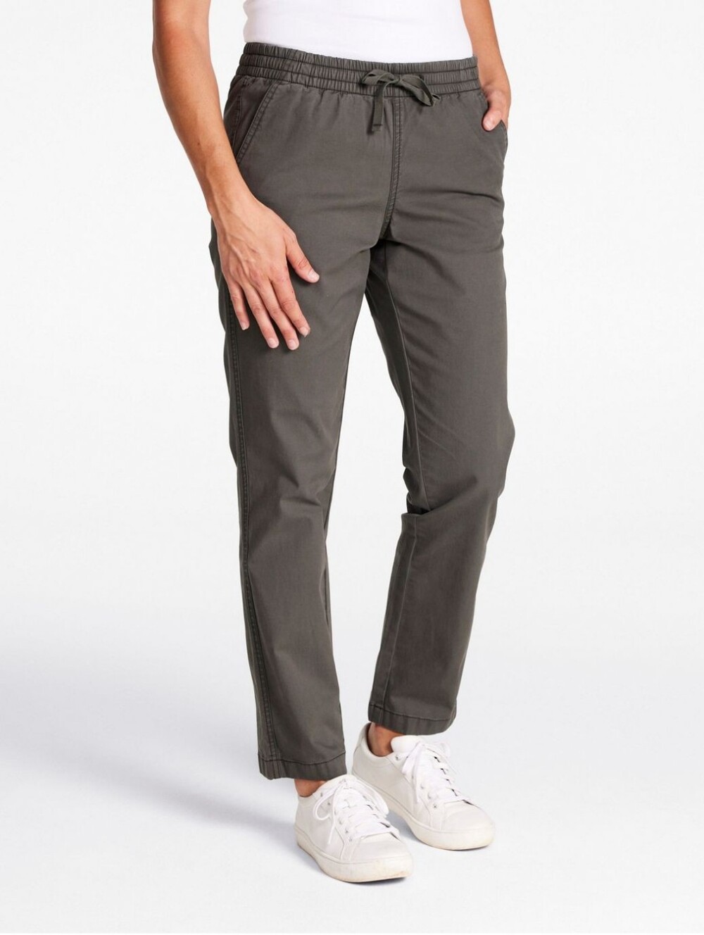 L.L. Bean Stone Gray Lakewashed Chino Ankle Pants Pull On Plus Size 18